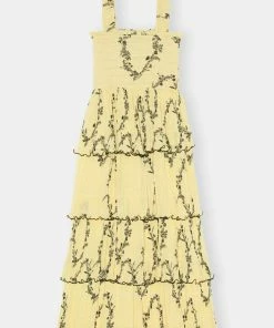 GANNI PLEATED GEORGETTE DRESS SPRING '22