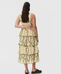 GANNI PLEATED GEORGETTE DRESS SPRING '22