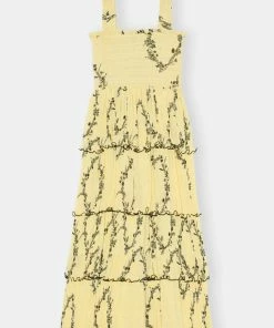 GANNI PLEATED GEORGETTE DRESS SPRING '22