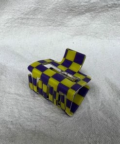 PIPE AND ROW SPRING '22 SMALL SQUARE HAIR CLAW CHECKER HUSKY PURPLE