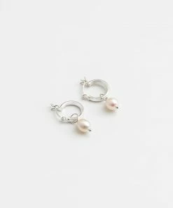 WOLF CIRCUS SMALL PEARL HOOP EARRINGS SILVER
