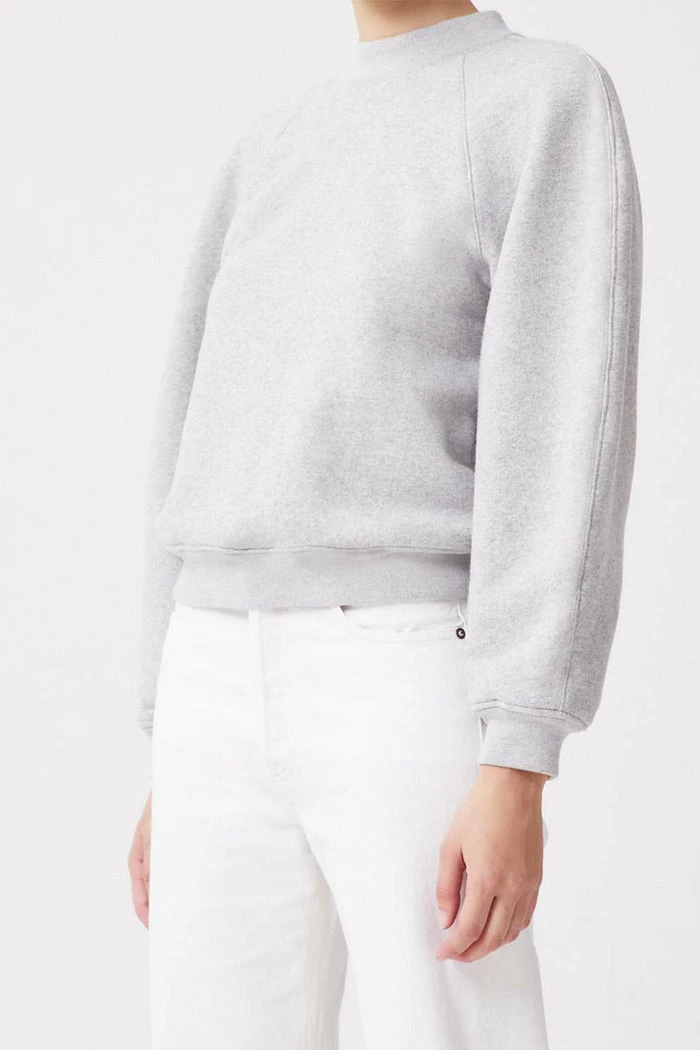 AGOLDE TARRON MOCK NECK SWEATSHIRT GREY HEATHER 2 AGOLDE TARRON MOCK NECK SWEATSHIRT GREY HEATHER