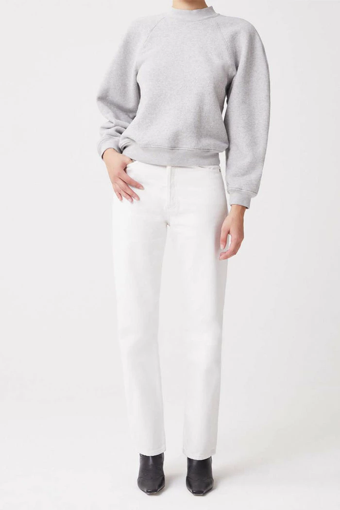 AGOLDE TARRON MOCK NECK SWEATSHIRT GREY HEATHER 1 AGOLDE TARRON MOCK NECK SWEATSHIRT GREY HEATHER